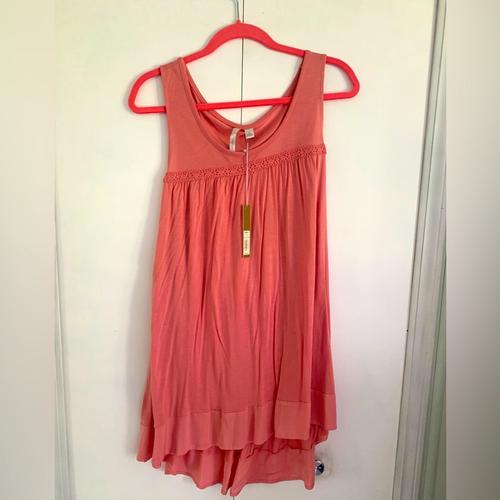 LC Lauren Conrad Coral Pink Sleeveless Layered Dress